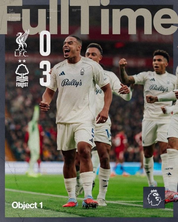 大牛证券 客场3-0击败利物浦，森林自今年4月以来首次在英超完成零封